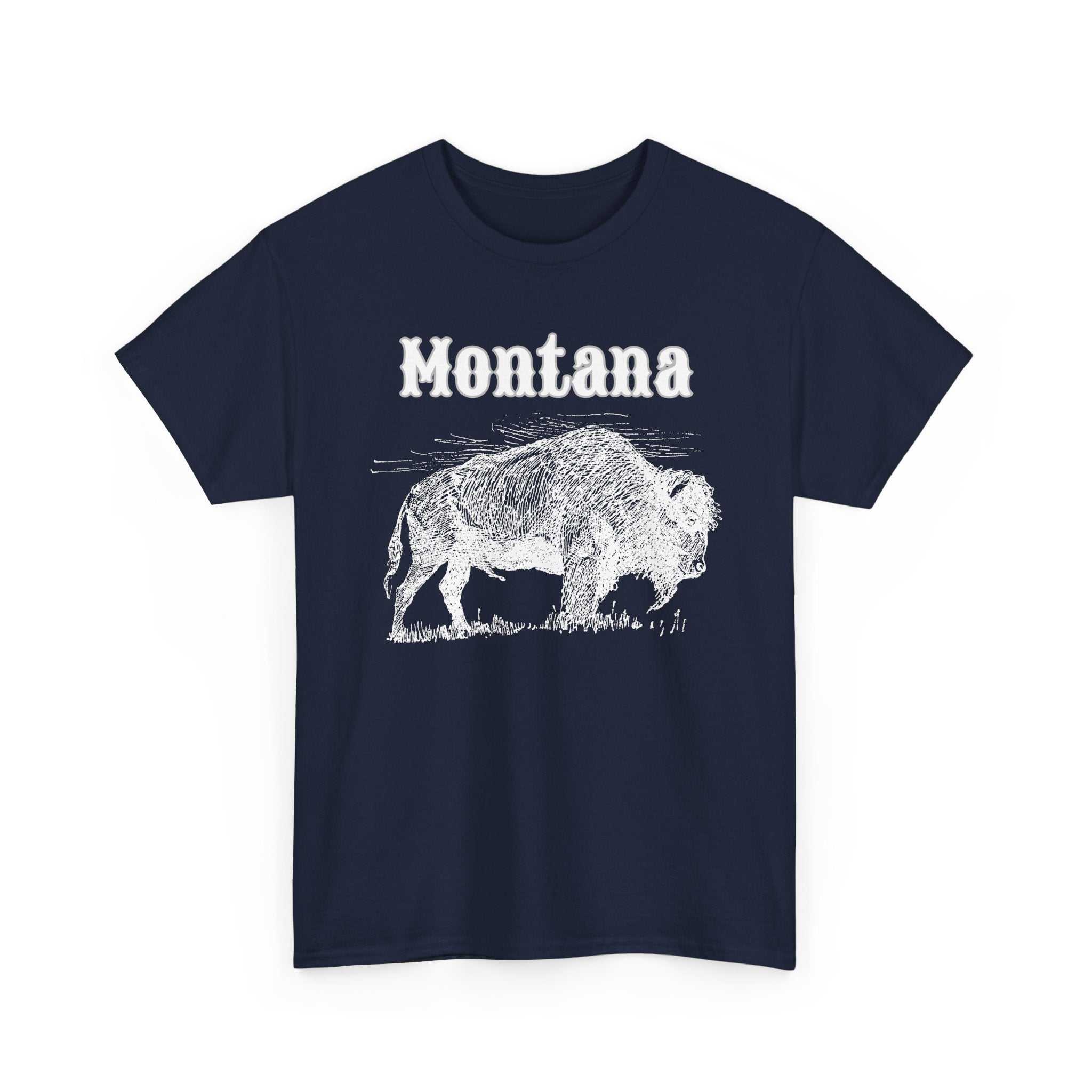 Big Sky Ranch Co. Montana Bison T-Shirt featuring a vintage buffalo graphic on a casual cotton tee.