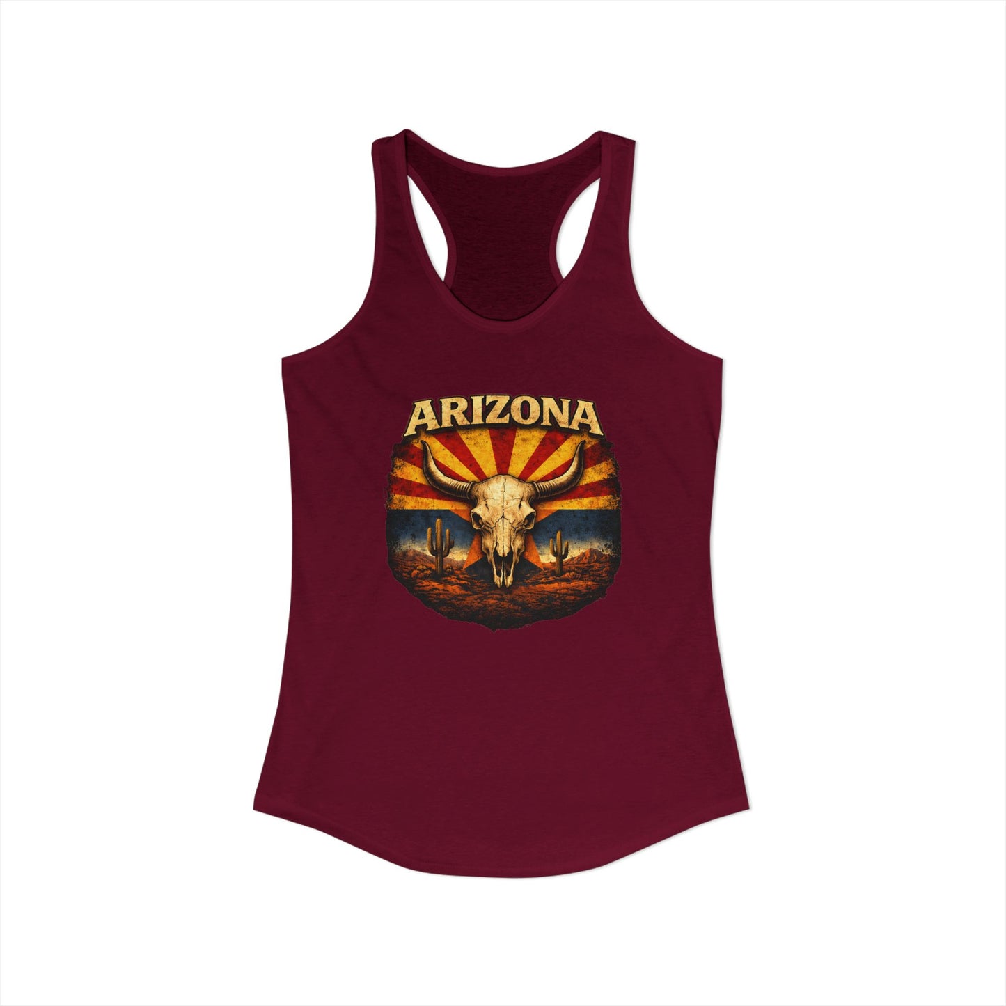 Women's Arizona with Bull Skull Racerback Tank