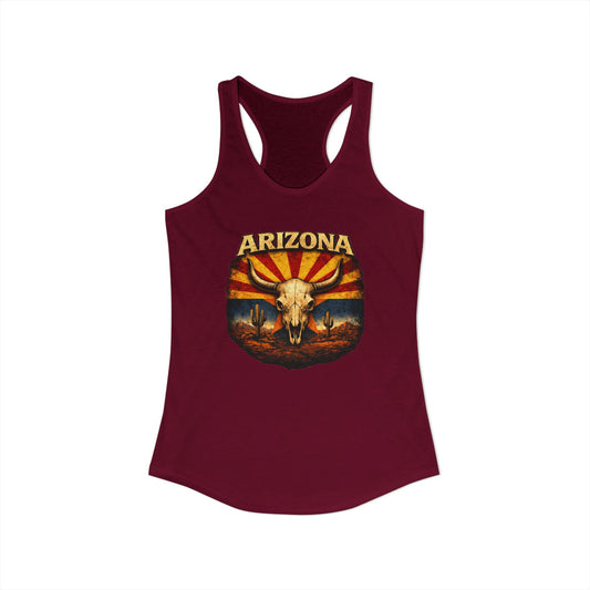 Women's Arizona with Bull Skull Racerback Tank