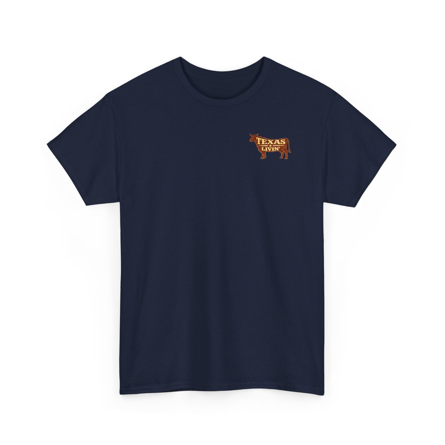 Red T-shirt with Texas Livin' cowboy graphic