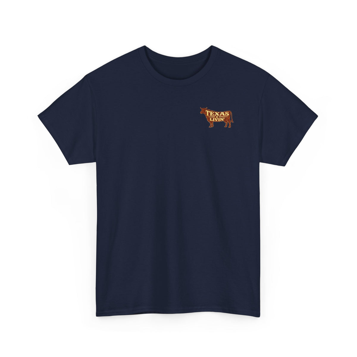 Red T-shirt with Texas Livin' cowboy graphic