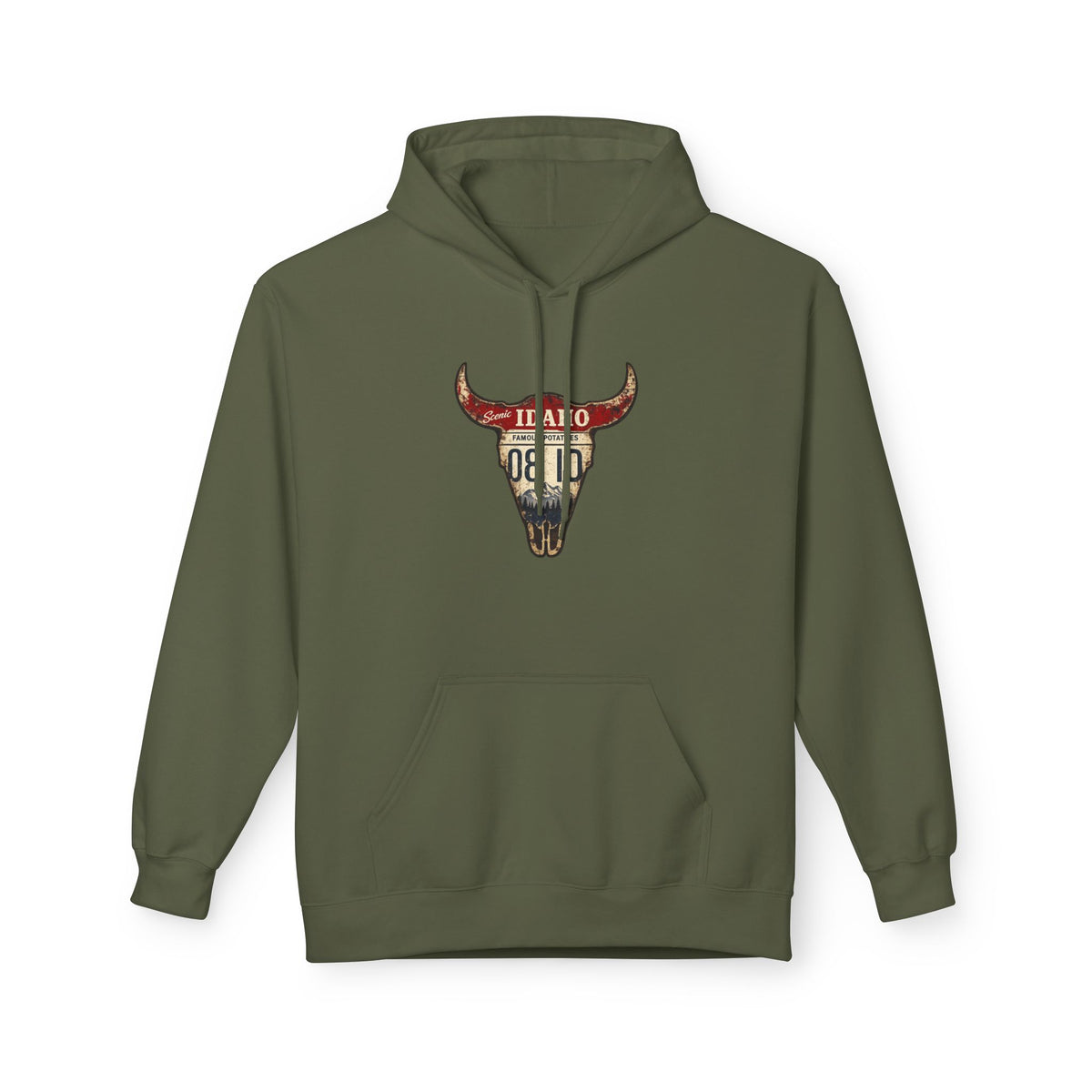 Longhorn Skull Hoodie — Western Buffalo Skull Graphic Pullover