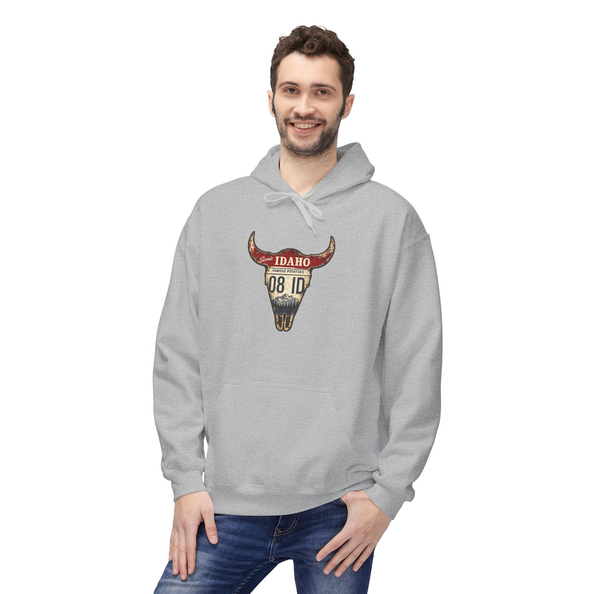 Longhorn Skull Hoodie — Western Buffalo Skull Graphic Pullover