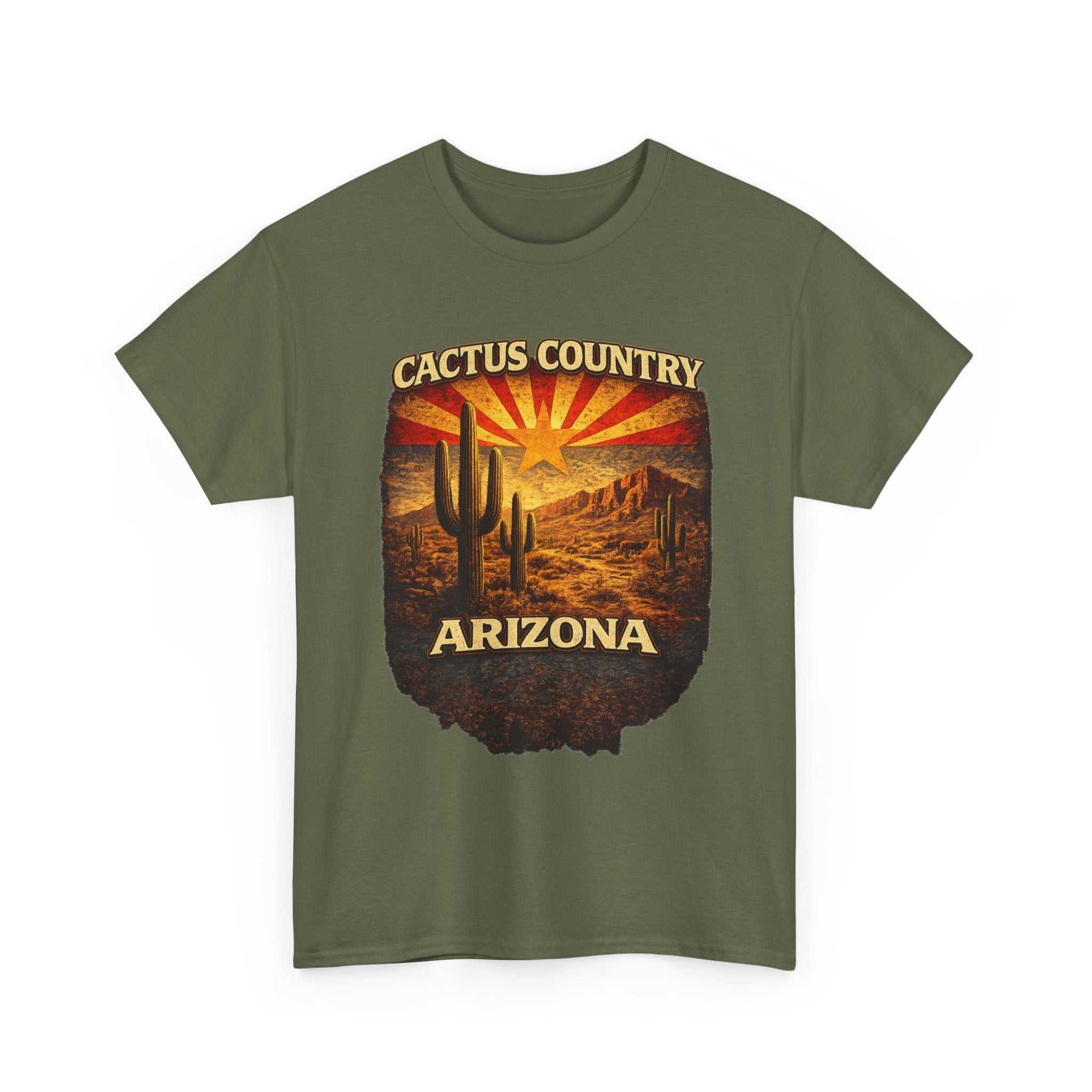 Big Sky Ranch Co. cactus country Arizona T-shirt featuring desert cactus print on soft fabric, casual wear for outdoor enthusiasts.