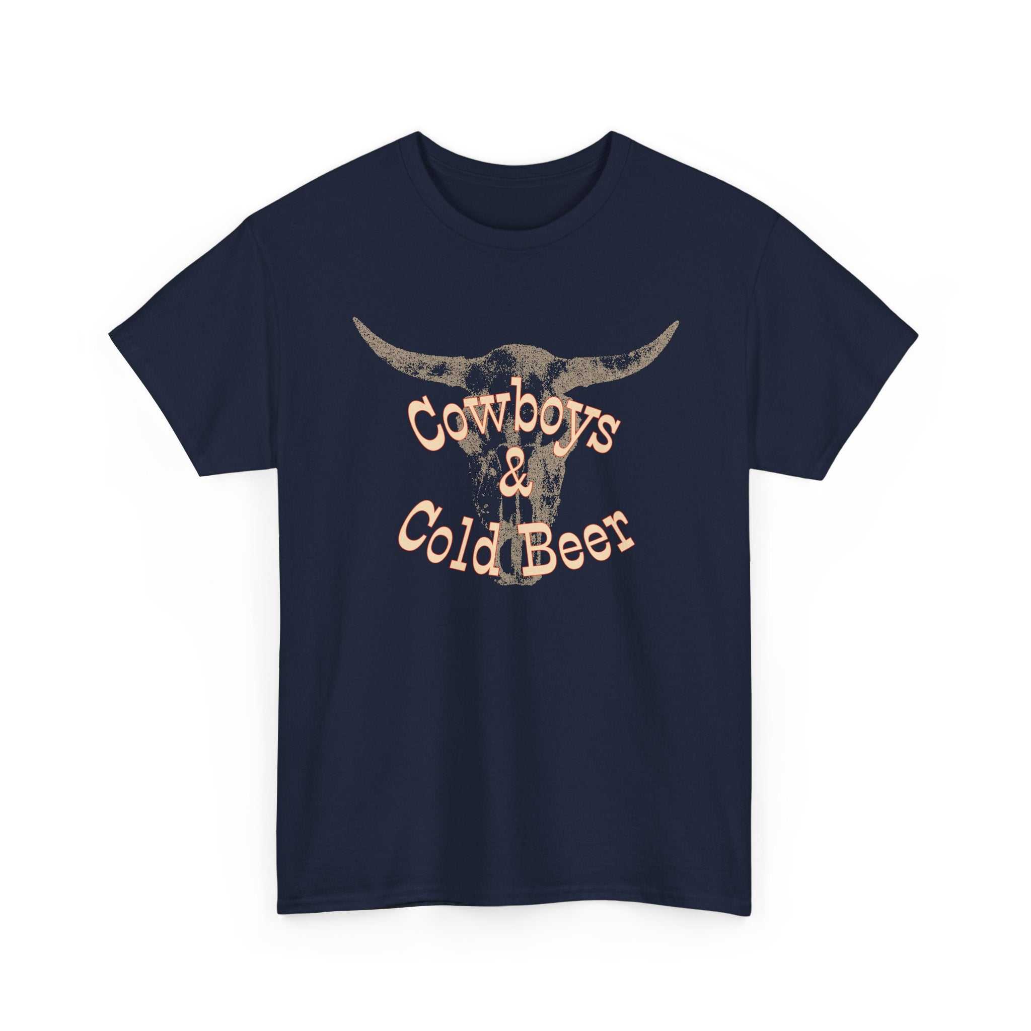 Western cowboy graphic T-shirt by Big Sky Ranch Co. featuring cowboy and cold beer design on a casual men's tee.