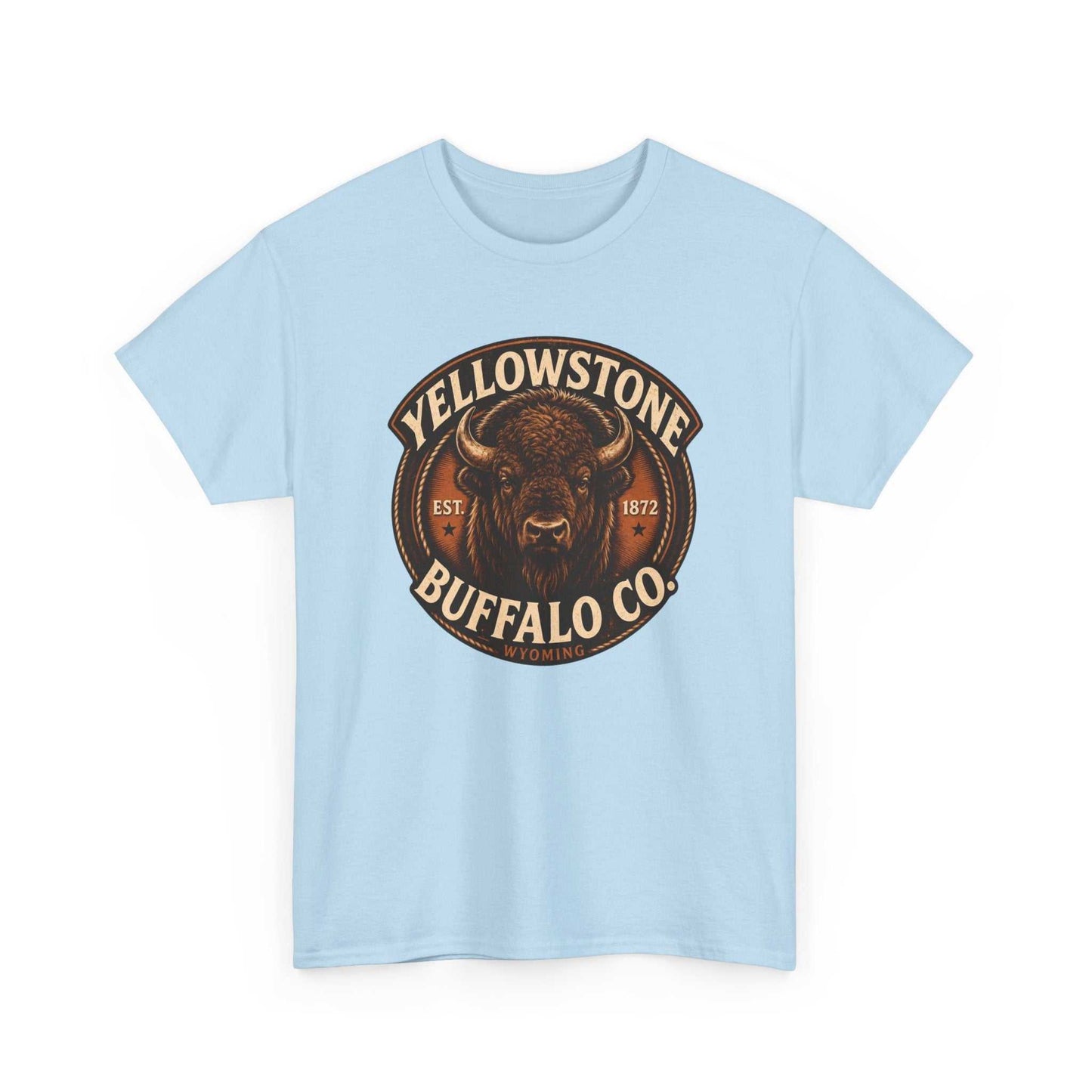 Big Sky Ranch Co. Yellowstone Buffalo Co. vintage rustic buffalo T-shirt featuring a bold buffalo graphic on soft fabric.
