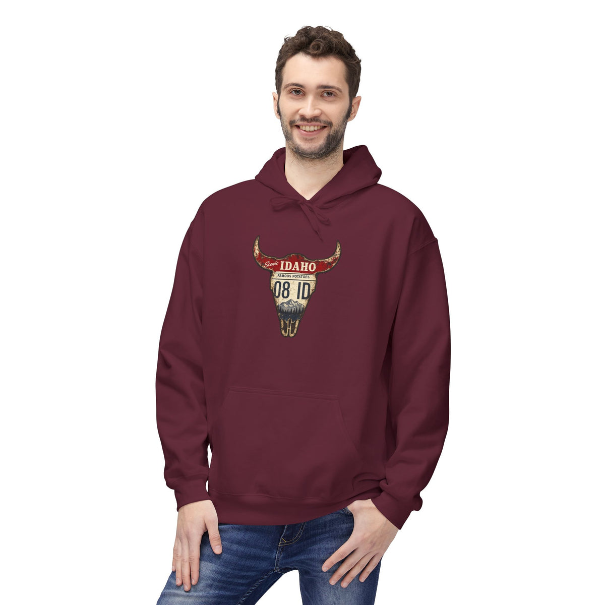 Longhorn Skull Hoodie — Western Buffalo Skull Graphic Pullover