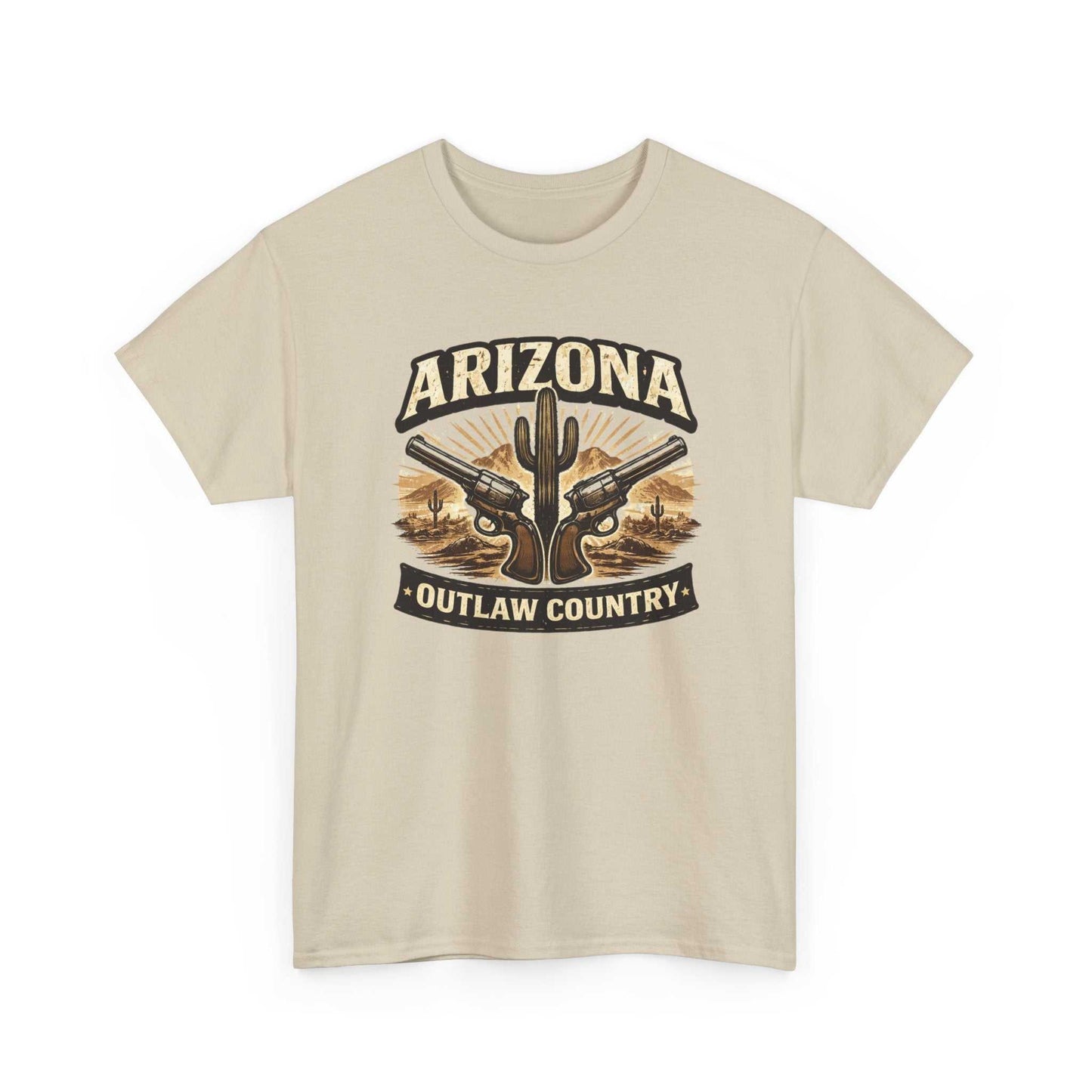 Arizona Outlaw Country T-Shirt by Big Sky Ranch Co. featuring a desert cactus Western graphic design.