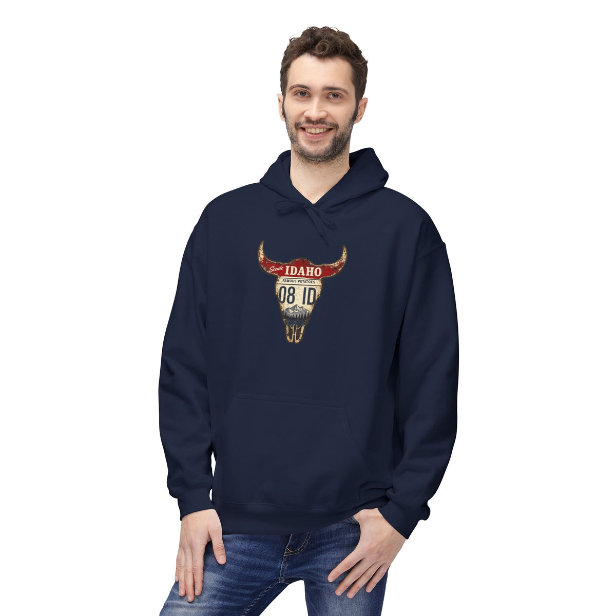 Longhorn Skull Hoodie — Western Buffalo Skull Graphic Pullover