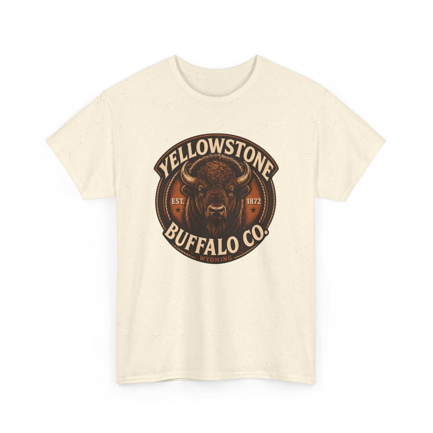 Vintage Yellowstone Buffalo Co. T-Shirt by Big Sky Ranch Co., featuring rustic buffalo graphic on soft cotton tee.