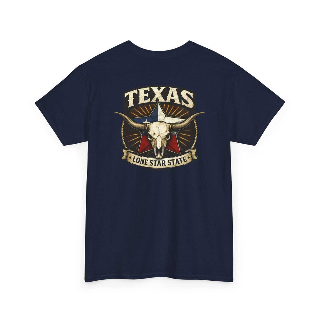 Texas Longhorn T-shirt by Big Sky Ranch Co. featuring a Lone Star State skull graphic on a casual graphic tee.