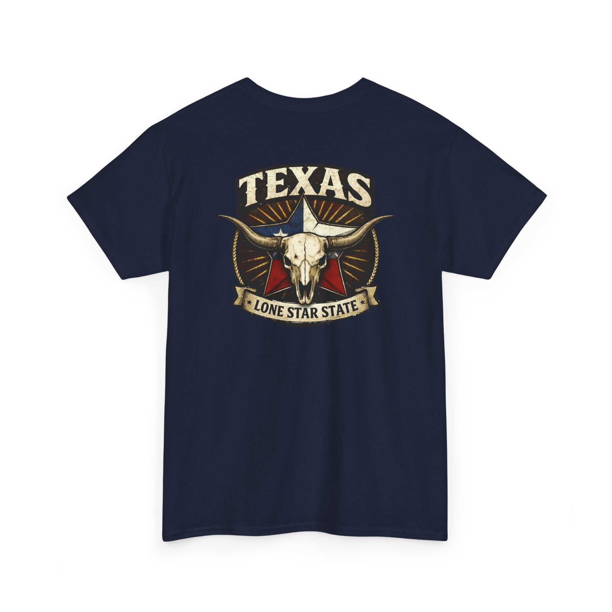 Texas Longhorn T-shirt by Big Sky Ranch Co. featuring a Lone Star State skull graphic on a casual graphic tee.