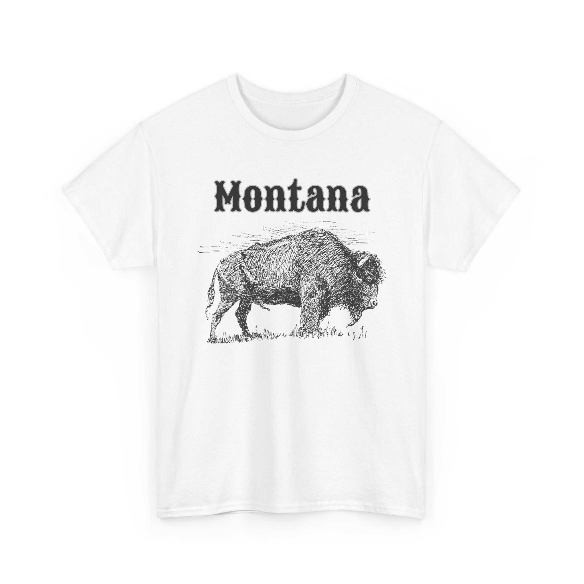 Vintage Montana Bison T-Shirt by Big Sky Ranch Co. featuring a bold buffalo graphic on a casual cotton tee.