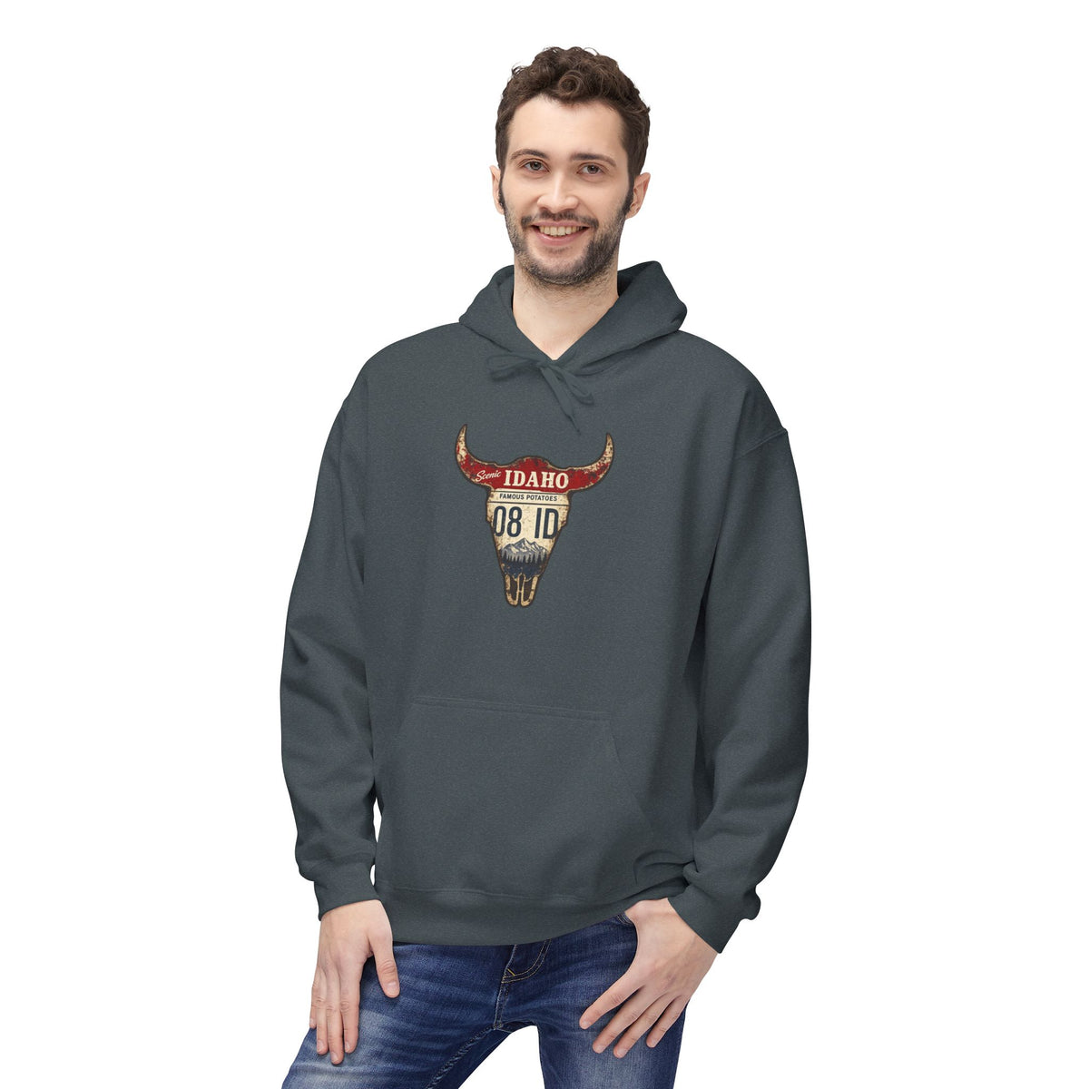 Longhorn Skull Hoodie — Western Buffalo Skull Graphic Pullover