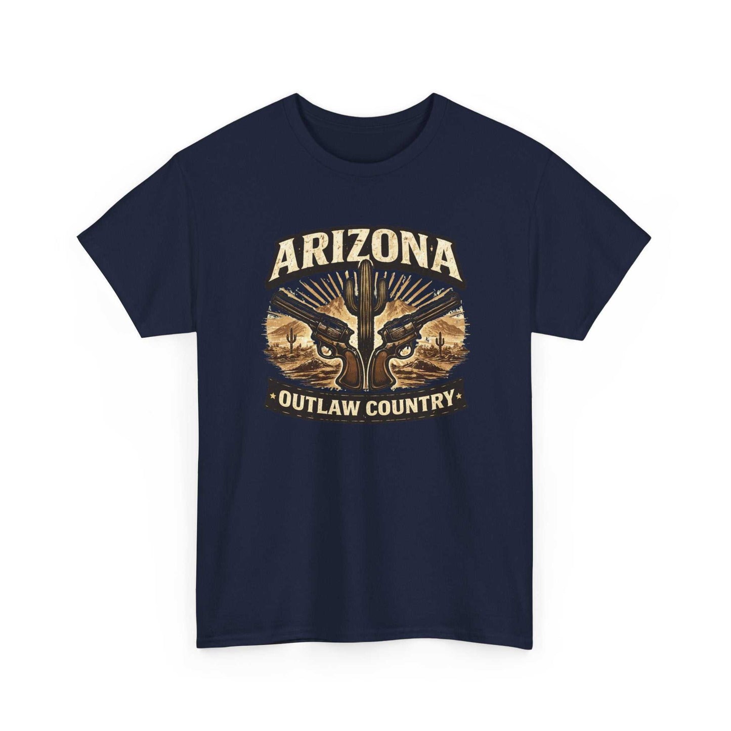 Arizona Outlaw Country T-Shirt by Big Sky Ranch Co., featuring desert cactus western graphic on a casual tee.