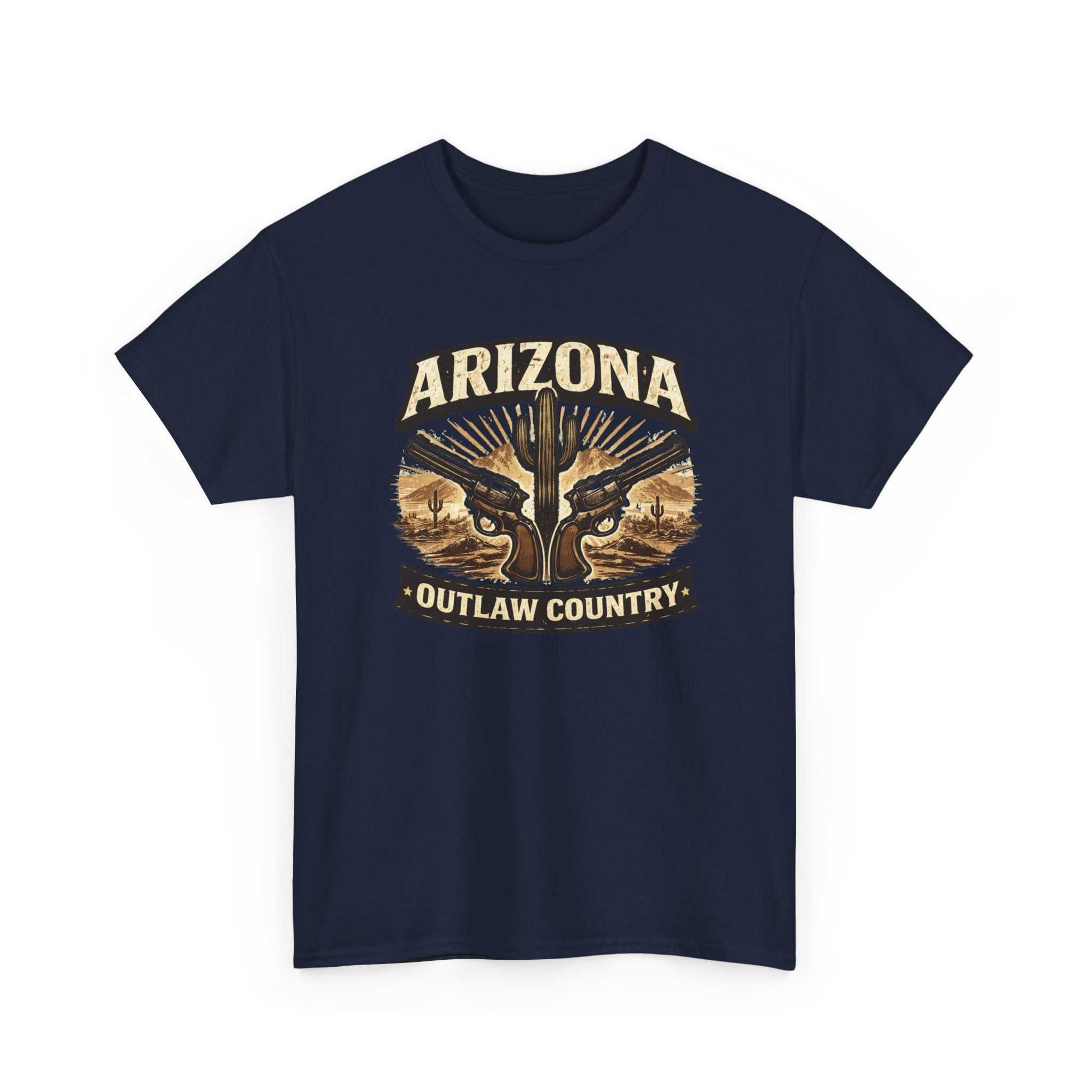 Arizona Outlaw Country T-Shirt by Big Sky Ranch Co., featuring desert cactus western graphic on a casual tee.