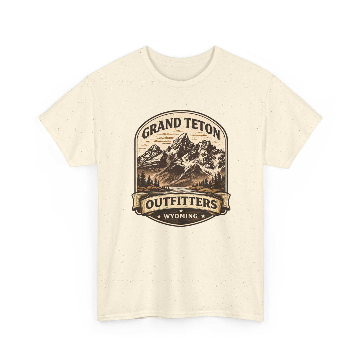 Big Sky Ranch Co. Grand Teton Outfitters Wyoming mountain adventure T-shirt with mountain and outdoor design.
