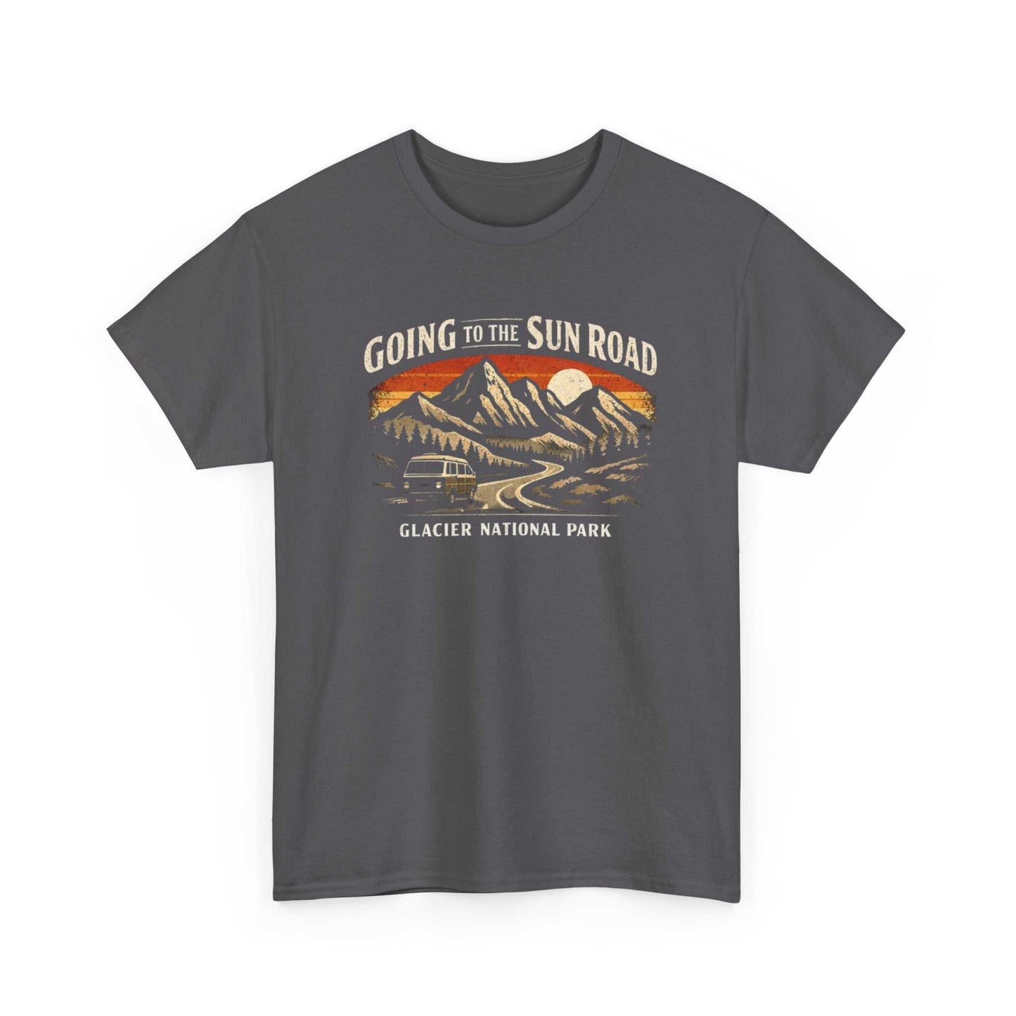 Big Sky Ranch Co. Glacier National Park Going to the Sun Road graphic T-shirt showing mountain scenery and park logo.