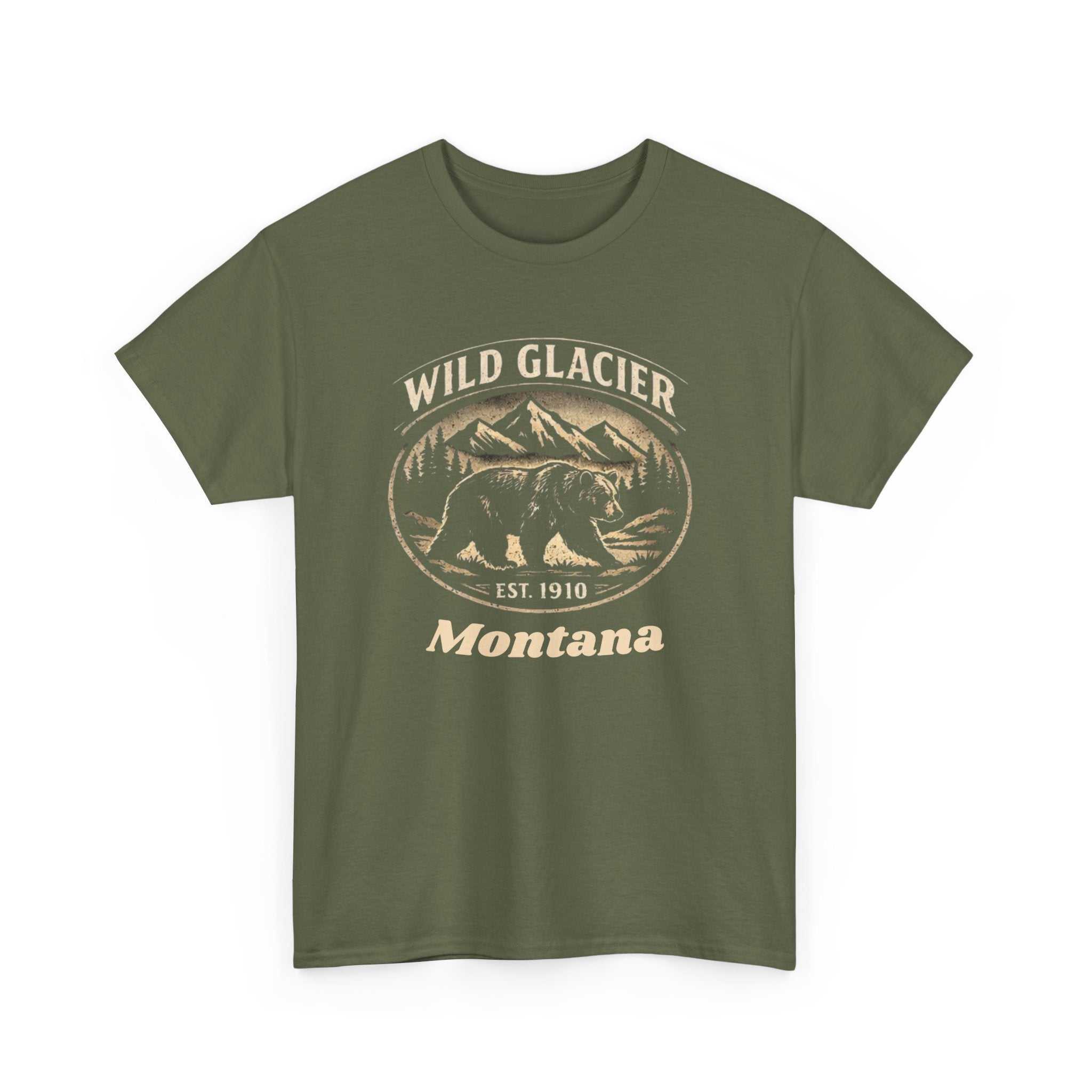 Vintage Montana National Park T-Shirt featuring a Wild Glacier Montana Bear design, made by Big Sky Ranch Co.