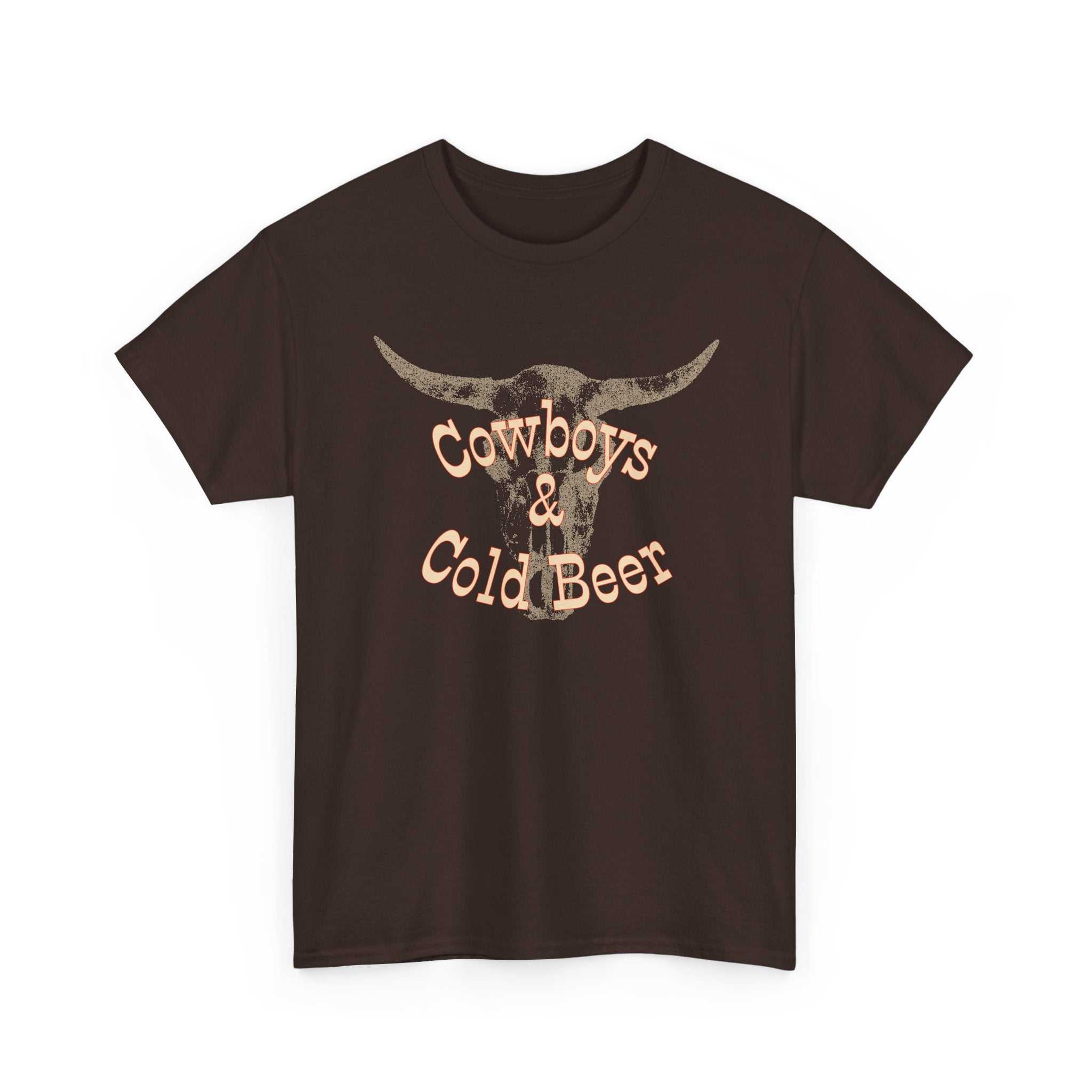 Western cowboy graphic T-shirt by Big Sky Ranch Co., featuring cowboy and cold beer design on a casual men's tee.