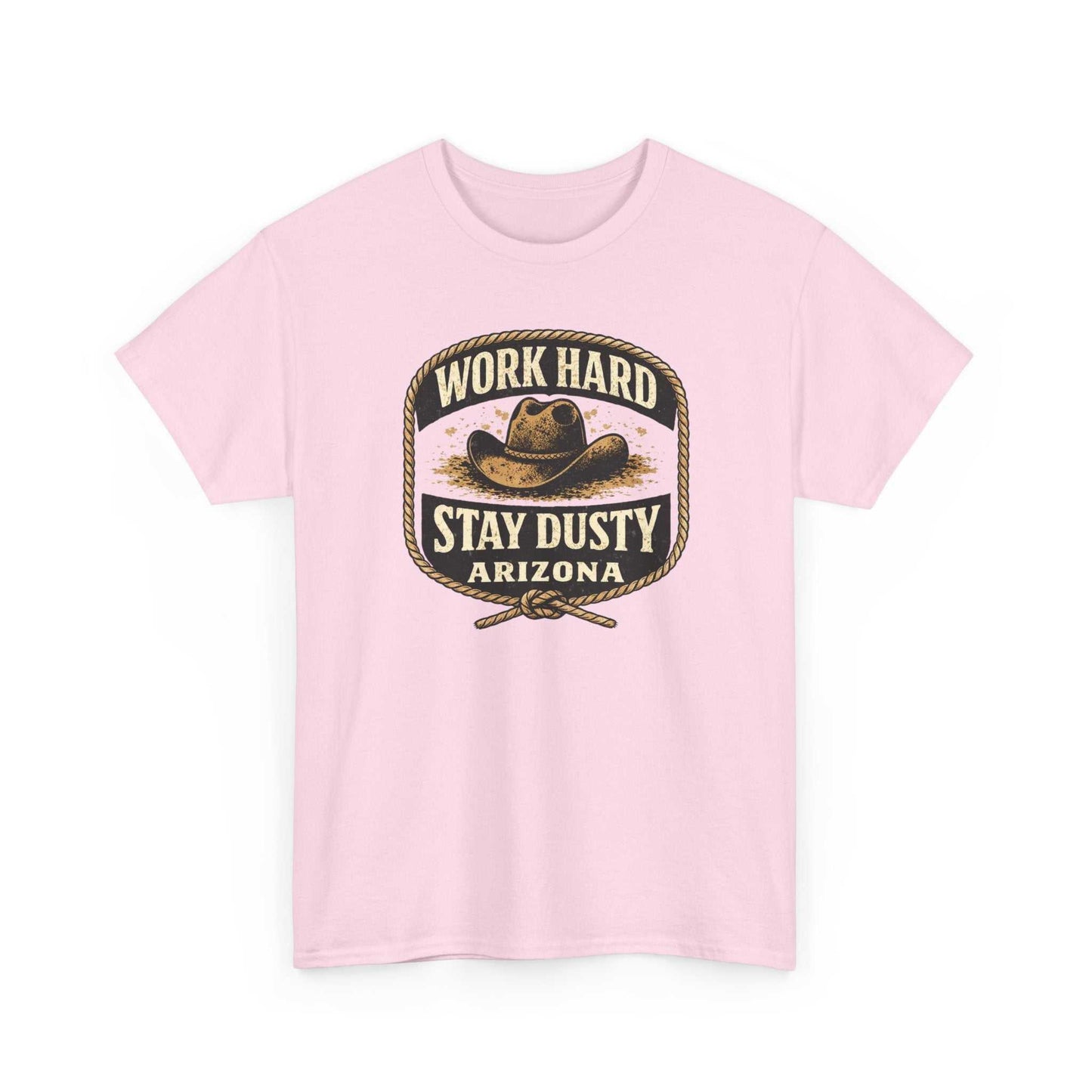 Arizona Work Hard Stay Dusty vintage cowboy T-shirt by Big Sky Ranch Co. featuring western design and comfortable fit.