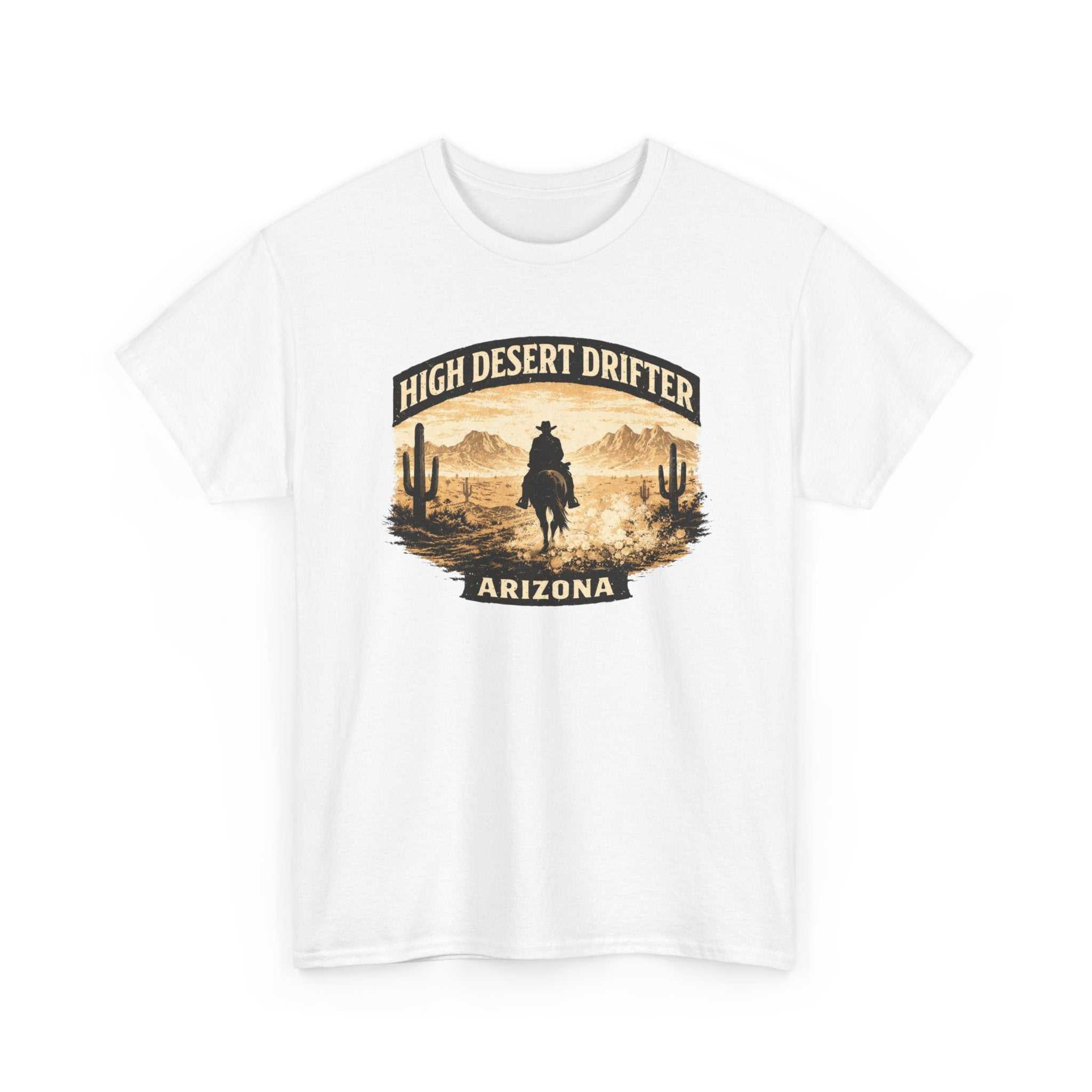 Western cowboy desert graphic T-shirt from Big Sky Ranch Co., featuring the High Desert Drifter Arizona design.