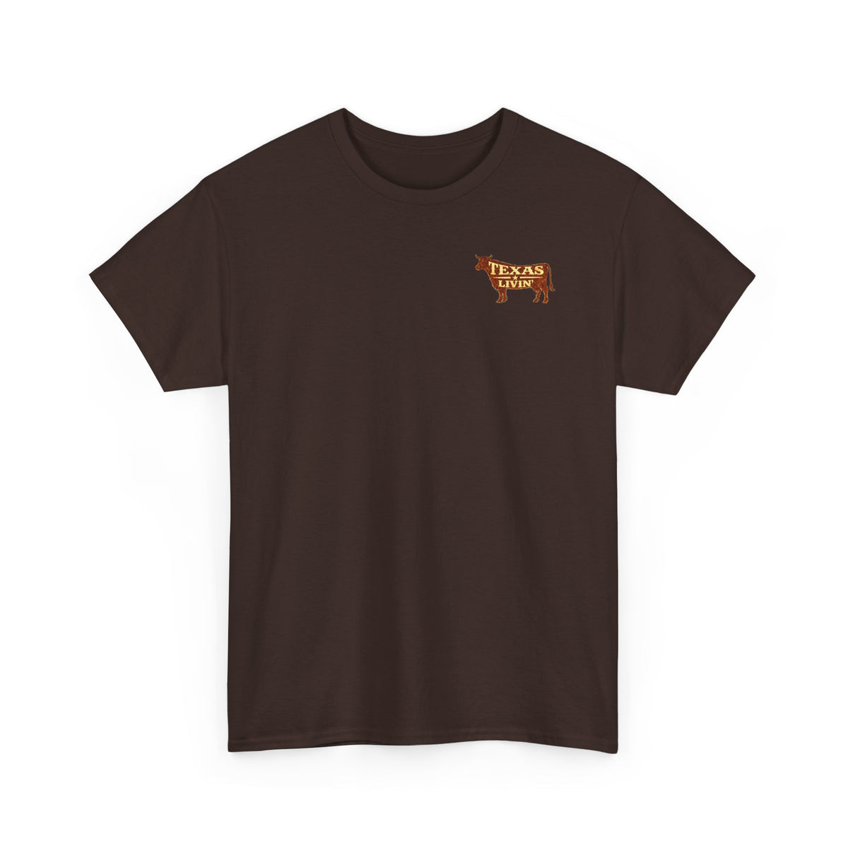 Dark gray T-shirt with Texas Livin' cowboy graphic