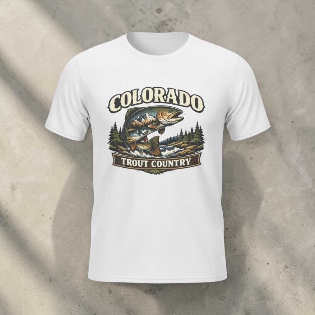 Vintage Colorado Trout Country T-shirt by Big Sky Ranch Co., featuring a fishing-themed design for anglers.