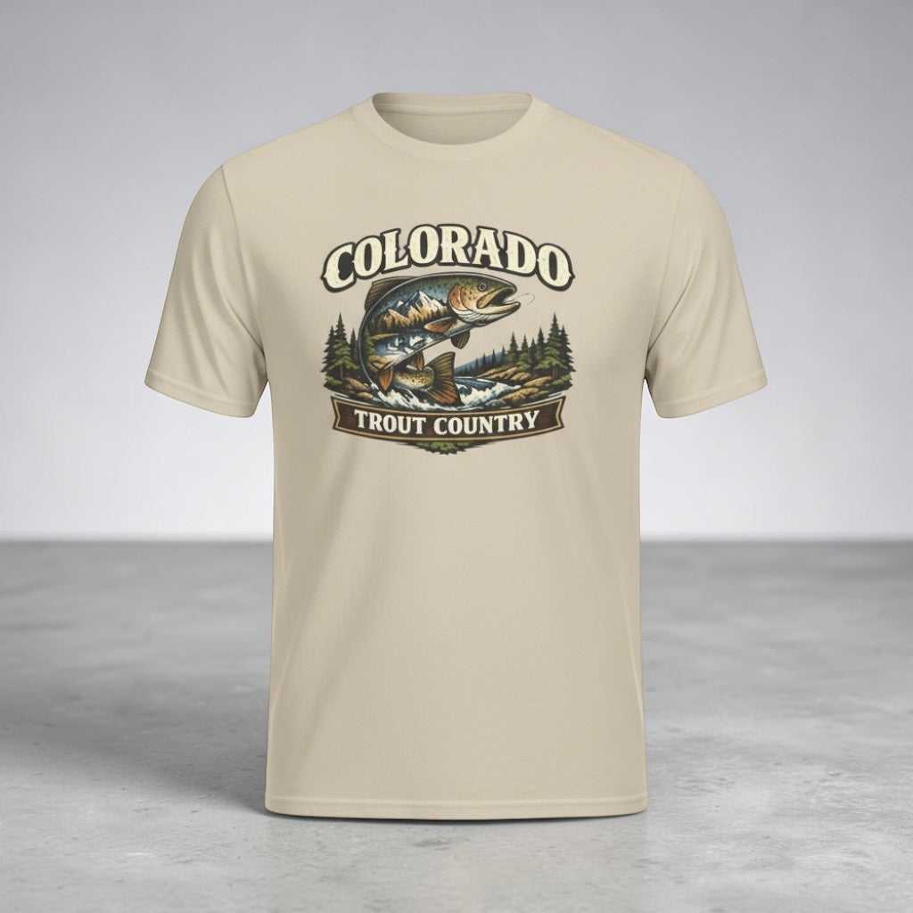 Vintage Colorado Trout Country T-Shirt by Big Sky Ranch Co., featuring a fishing design perfect for anglers.