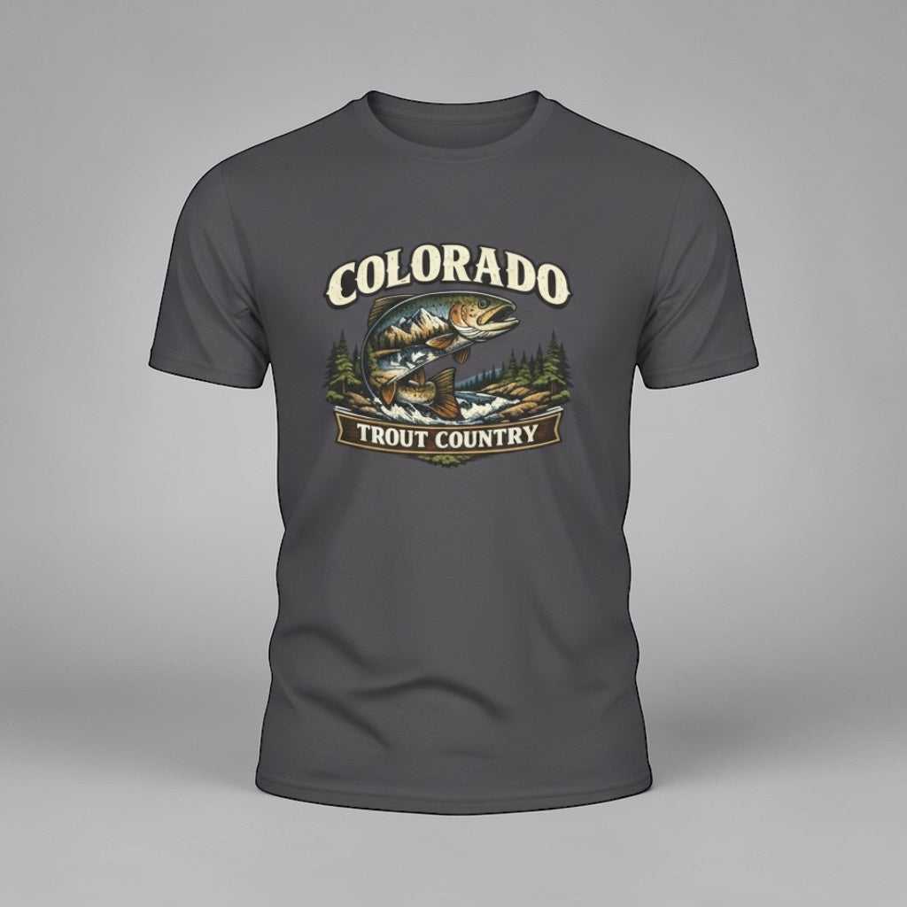 Vintage Colorado Trout Country T-Shirt by Big Sky Ranch Co., featuring fishing-themed design for anglers.