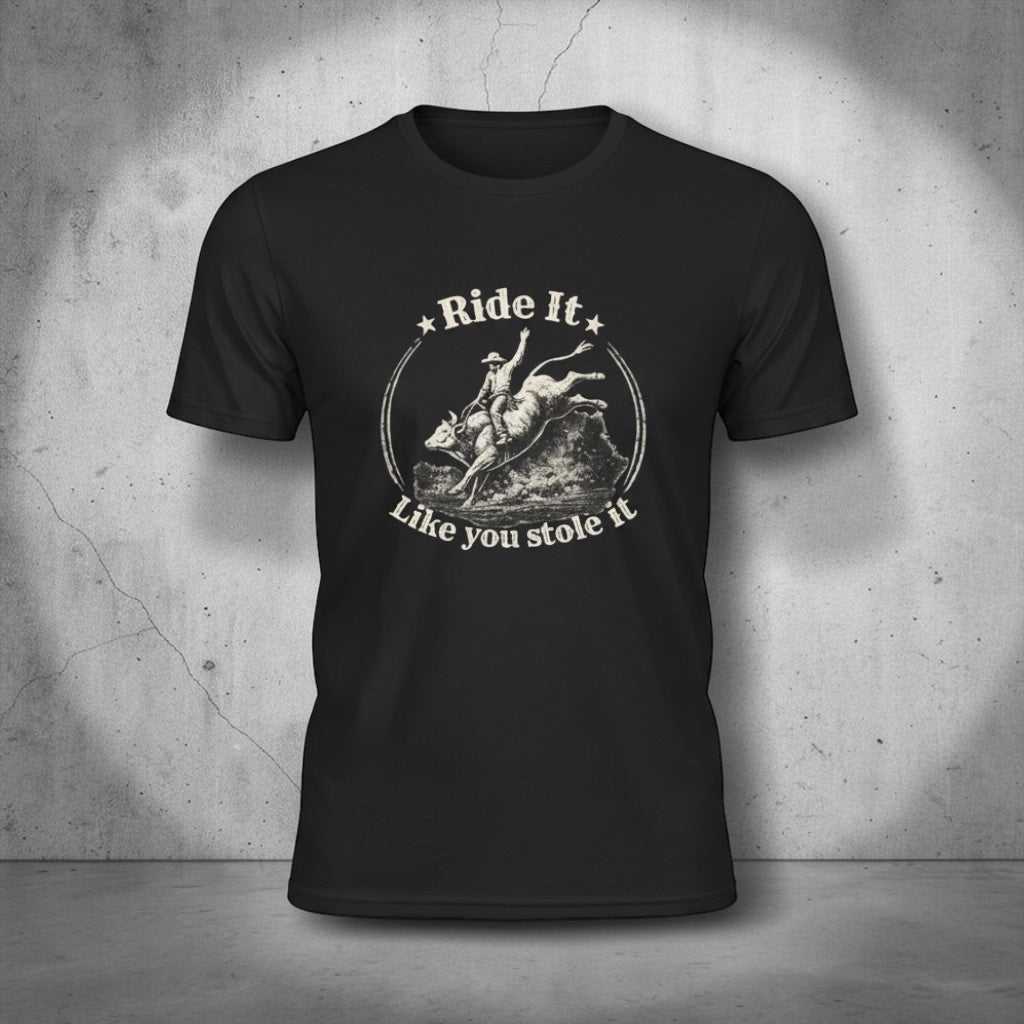 Vintage rodeo graphic T-shirt by Big Sky Ranch Co. featuring bold rodeo-themed print on a casual tee.