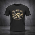 Big Sky Ranch Co. fishing T-shirt featuring a Glacier National Park fish graphic and the "Cold Water Cuts" design.