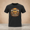 Dust & Iron Arizona T-Shirt by Big Sky Ranch Co., vintage-inspired desert motorcycle emblem design on soft cotton tee.