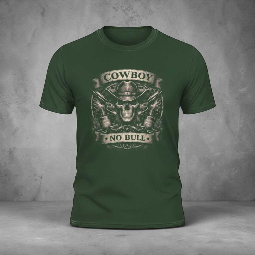 Western graphic T-shirt featuring a cowboy skull design from Big Sky Ranch Co. on a casual cowboy-themed tee.