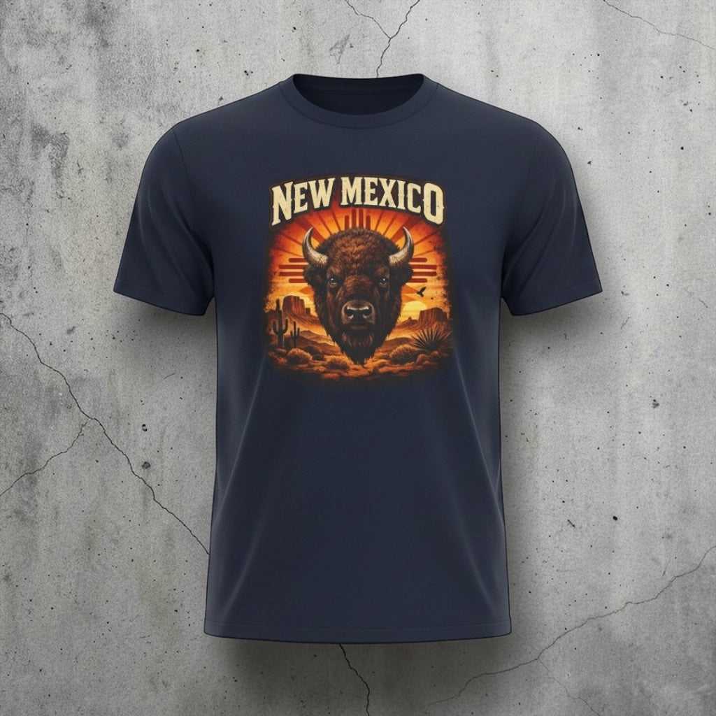 Vintage New Mexico Bison T-shirt by Big Sky Ranch Co. featuring a southwestern buffalo graphic on a classic cotton tee.