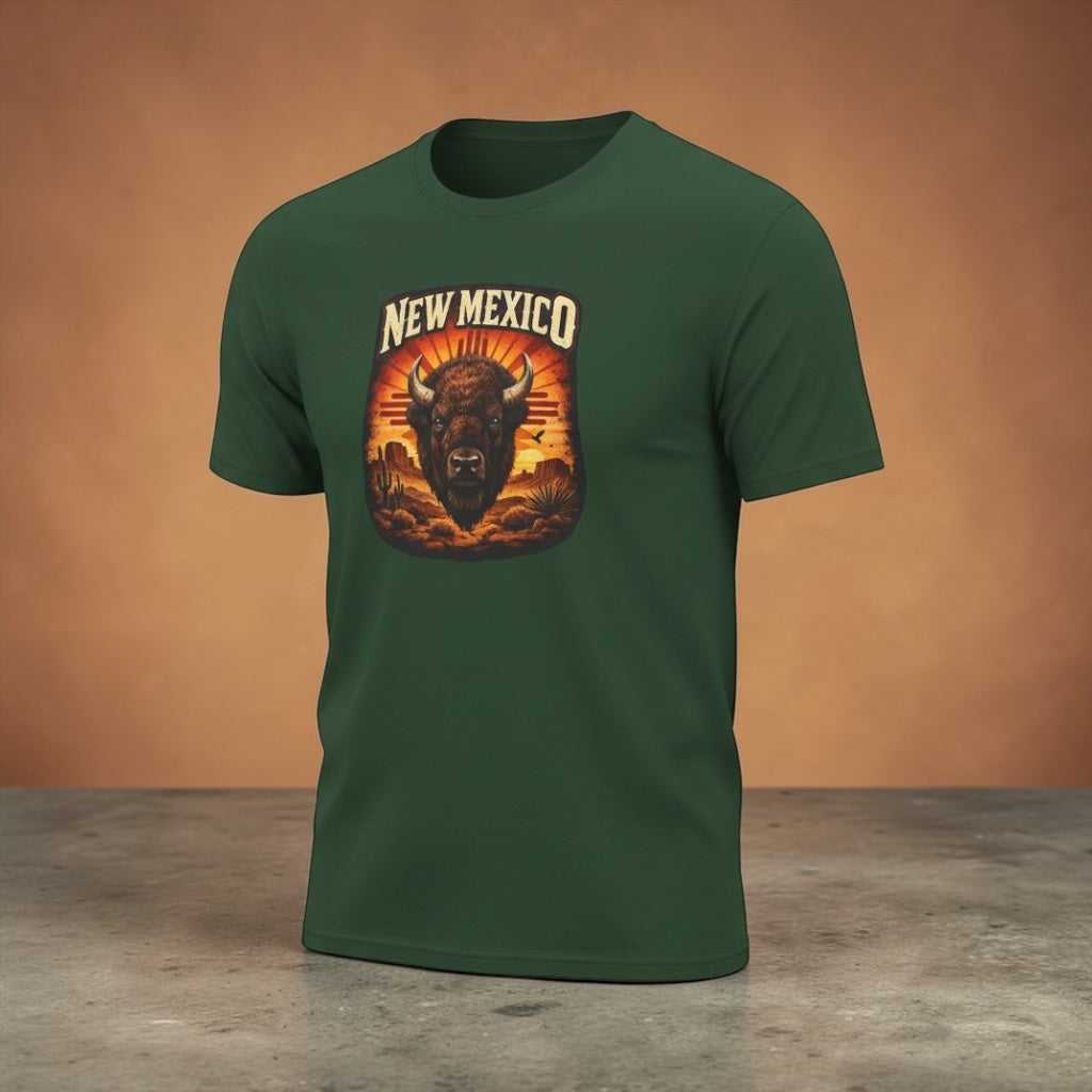 Vintage New Mexico Bison T-Shirt by Big Sky Ranch Co. featuring a Southwestern buffalo graphic on a casual tee.