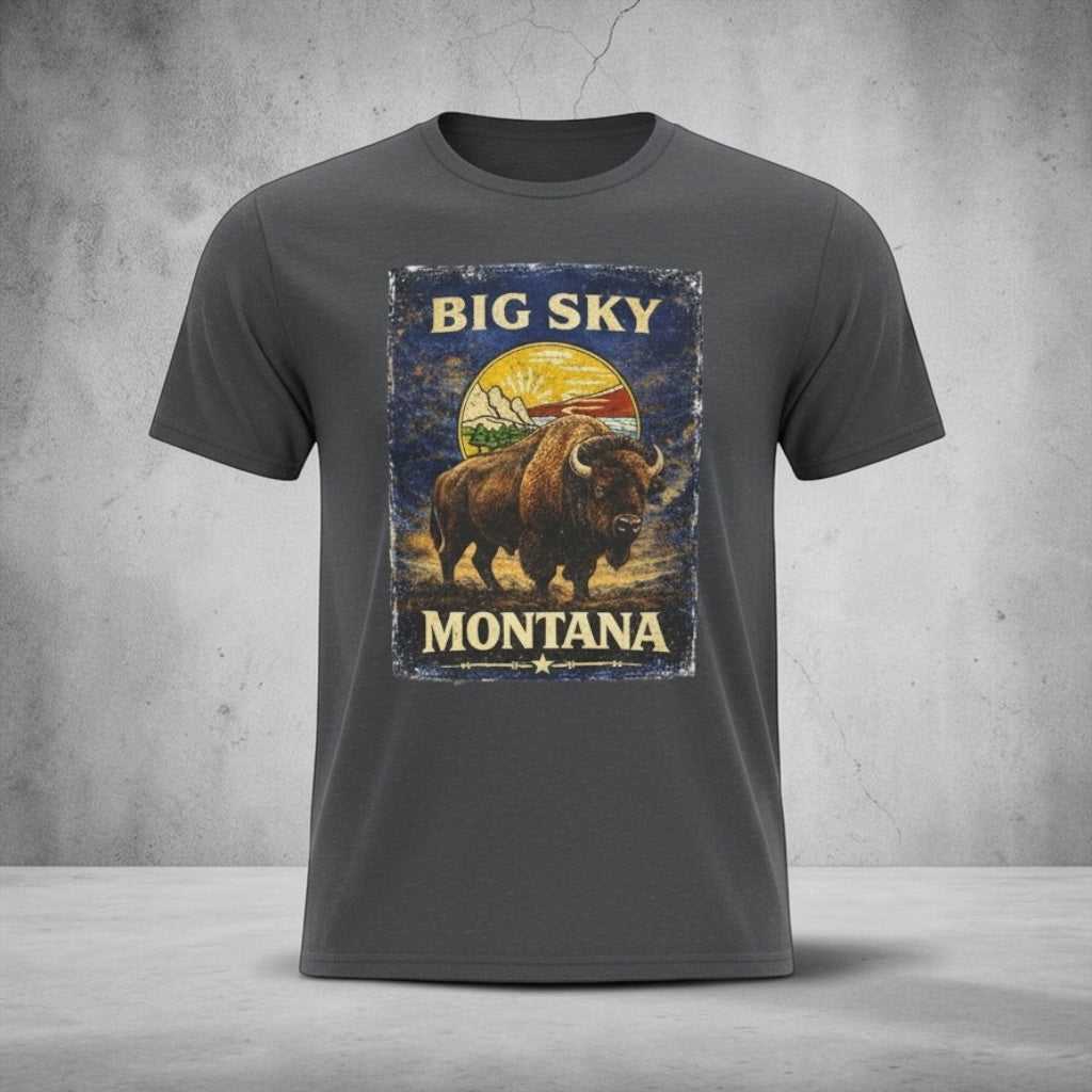 Vintage Montana Big Sky T-Shirt by Big Sky Ranch Co., featuring western-inspired design and soft cotton fabric.