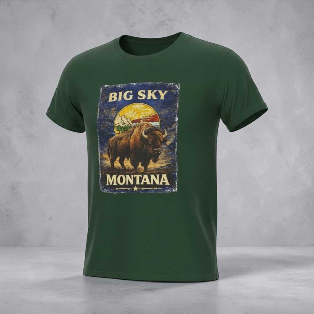 Vintage Montana Big Sky T-Shirt by Big Sky Ranch Co., featuring western style design and classic cotton fabric.