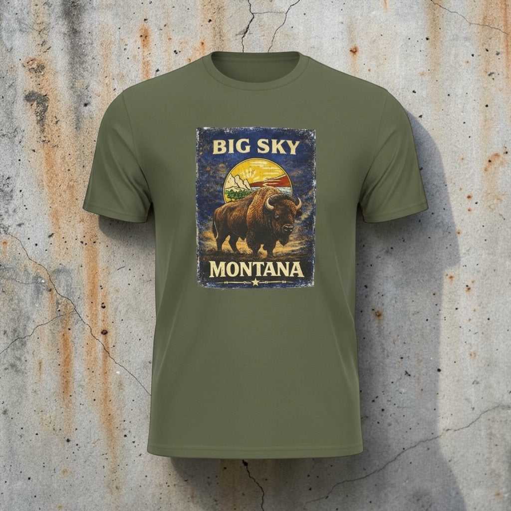Vintage Montana Big Sky T-shirt by Big Sky Ranch Co., featuring Western style design and classic fit on soft fabric.