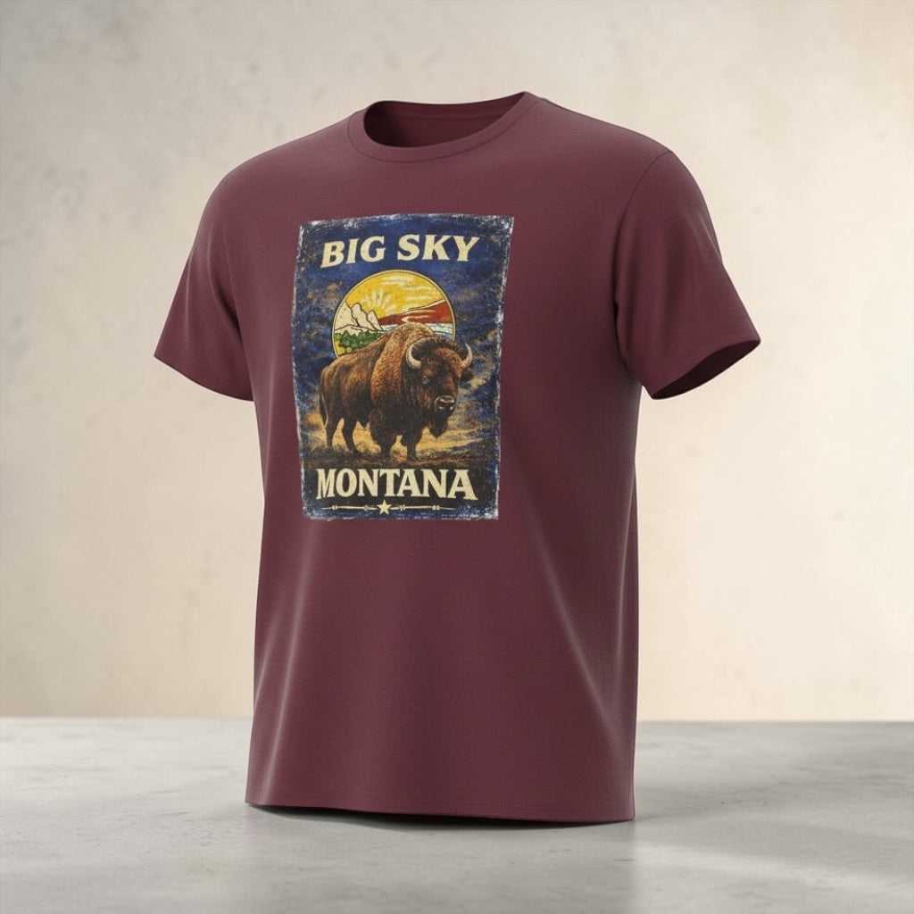 Vintage Montana Big Sky T-Shirt by Big Sky Ranch Co., featuring Western-style design and comfortable cotton fabric.