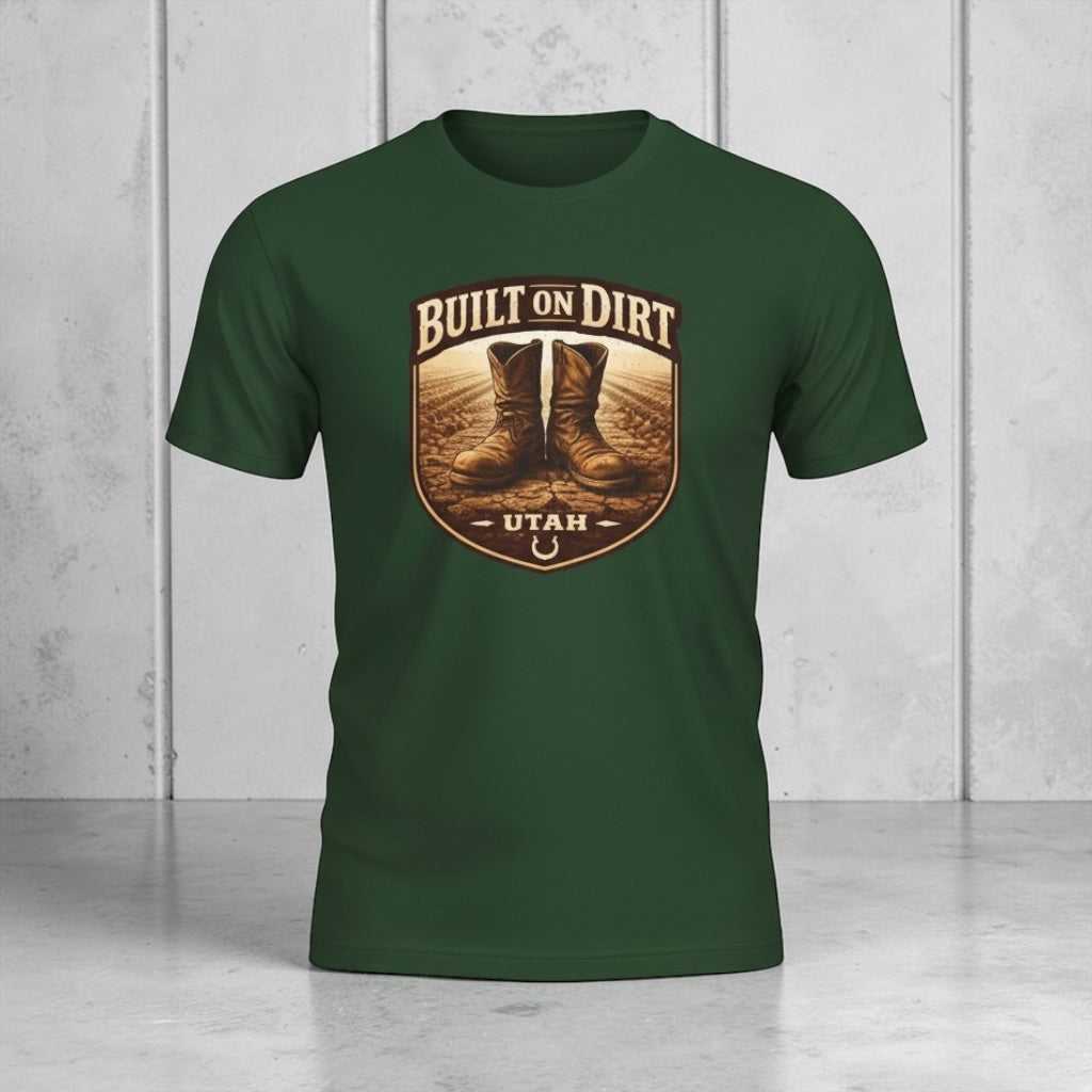 Vintage Utah T-Shirt by Big Sky Ranch Co. featuring western boots and outdoor theme, perfect for outdoor and western wear.