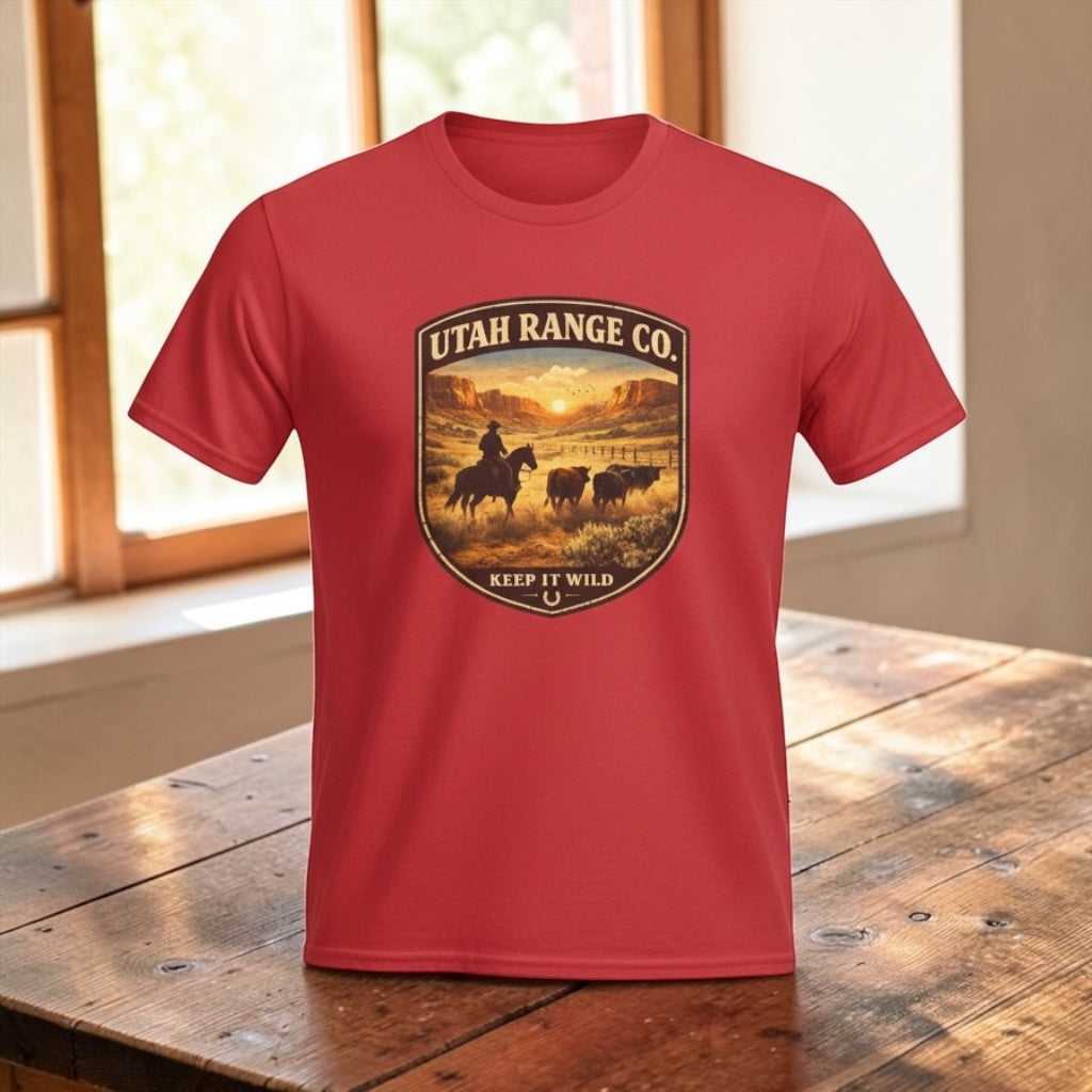 Big Sky Ranch Co. cowboy T-shirt with western ranch graphic and "Keep It Wild" slogan on soft cotton fabric.