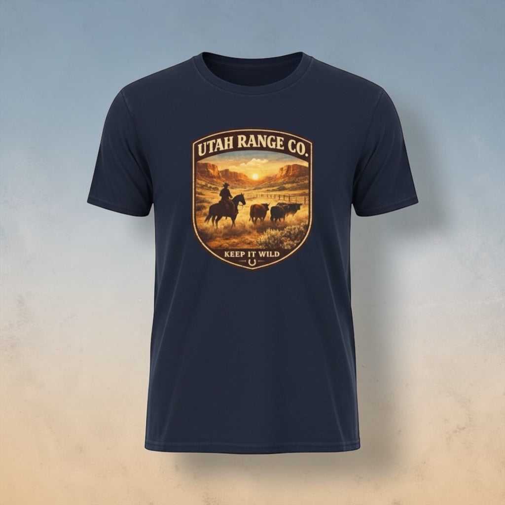 Big Sky Ranch Co. 'Keep It Wild' cowboy T-shirt with western ranch graphic, featuring rugged design and bold lettering.
