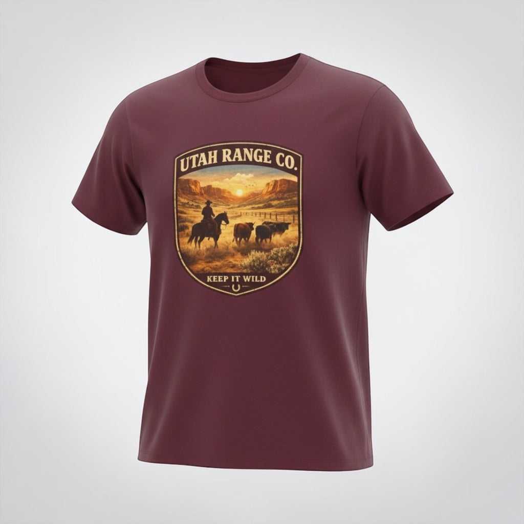 Big Sky Ranch Co. cowboy T-shirt with Western ranch graphic featuring "Keep It Wild" design on a casual cotton tee.