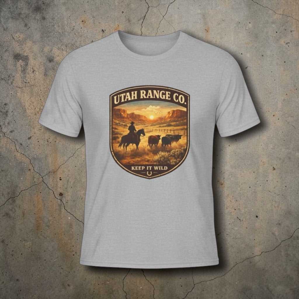 Big Sky Ranch Co. 'Keep It Wild' cowboy T-shirt with western ranch graphic, featuring rugged design and bold text.