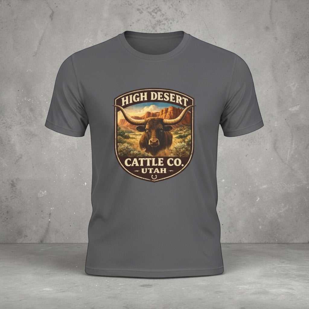 Vintage Utah Longhorn Ranch T-shirt by Big Sky Ranch Co., featuring a classic cattle design on a comfortable tee.