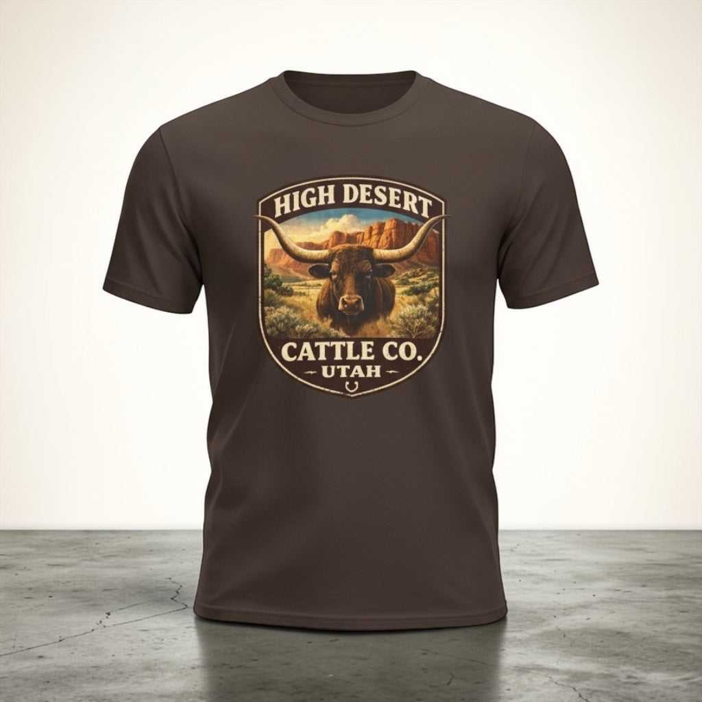 Vintage Utah Longhorn Ranch T-shirt from Big Sky Ranch Co., featuring a classic design on a comfortable cotton tee.
