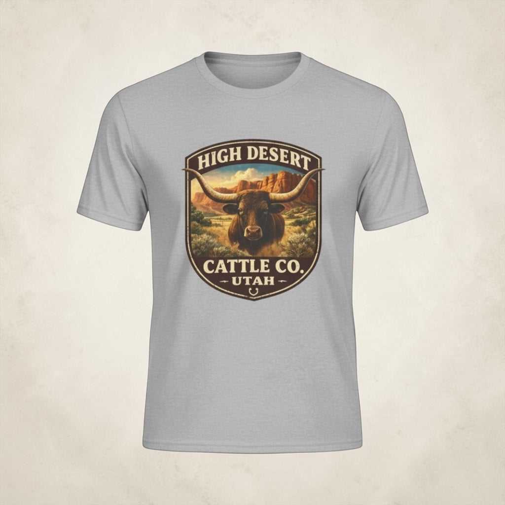Vintage Utah Longhorn Ranch T-shirt by Big Sky Ranch Co., featuring a classic design with a high desert cattle theme.
