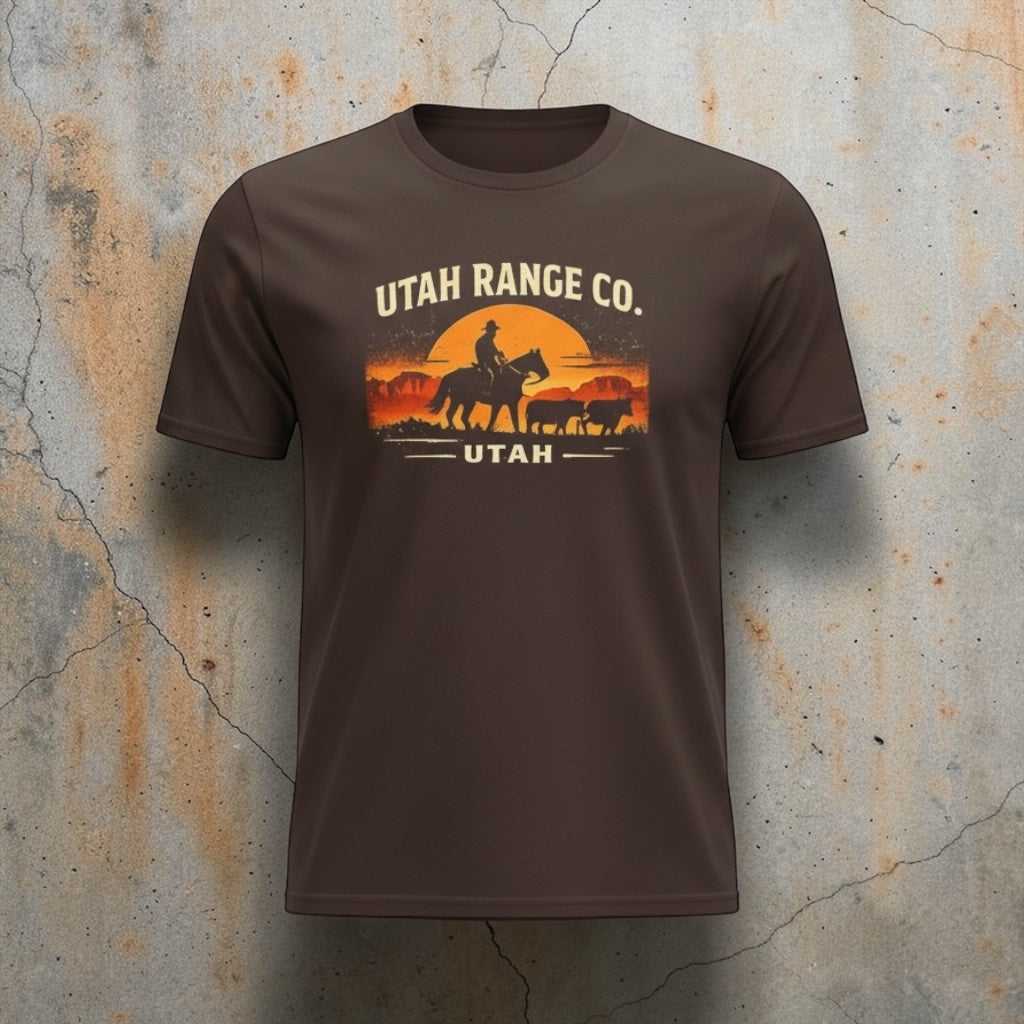 Big Sky Ranch Co. Sunset Cowboy T-Shirt featuring a western cowboy design on soft cotton fabric.