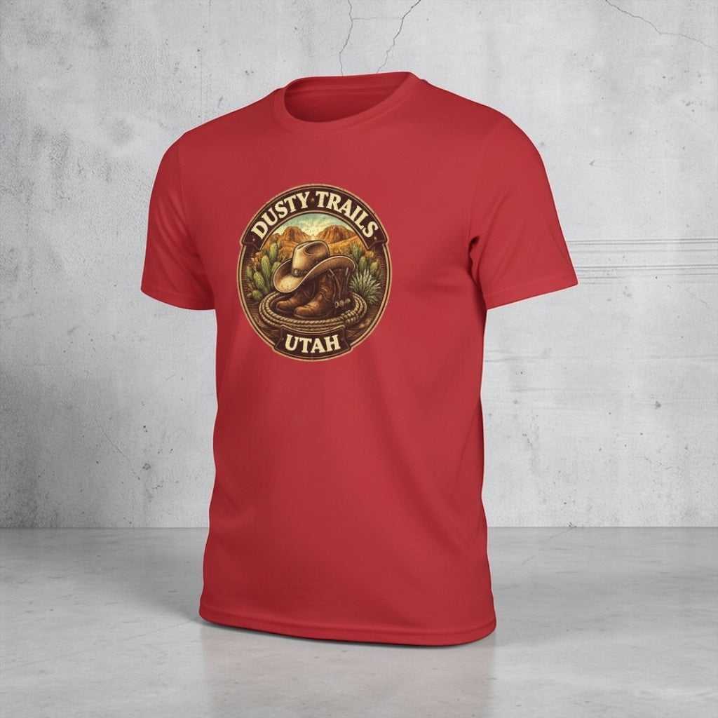 Big Sky Ranch Co. Dusty Trails Utah Cowboy Hat T-shirt featuring a Western cowboy hat graphic on a casual tee.
